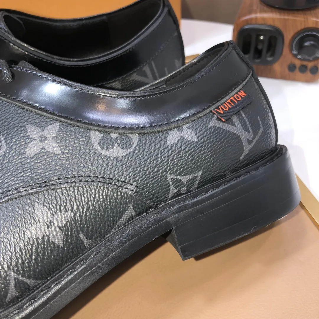 Men's shoes💰460💰【LOUIS VUITTON】(sheepskin lining) new cowhide LV formal shoes🎩🎩❗️🆘made one to one at the counter🎩original quality, imported cowhide upper➕full sheepskin lining➕original rubber outsole, {high quality visible}👣Size: 38-45 (45 custom-made)
